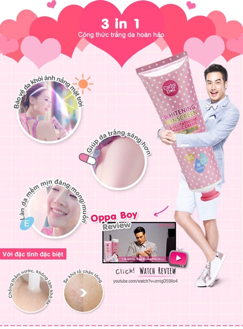 Kem Chống Nắng trắng da Cathy Doll Whitening Sunscreen SPF50