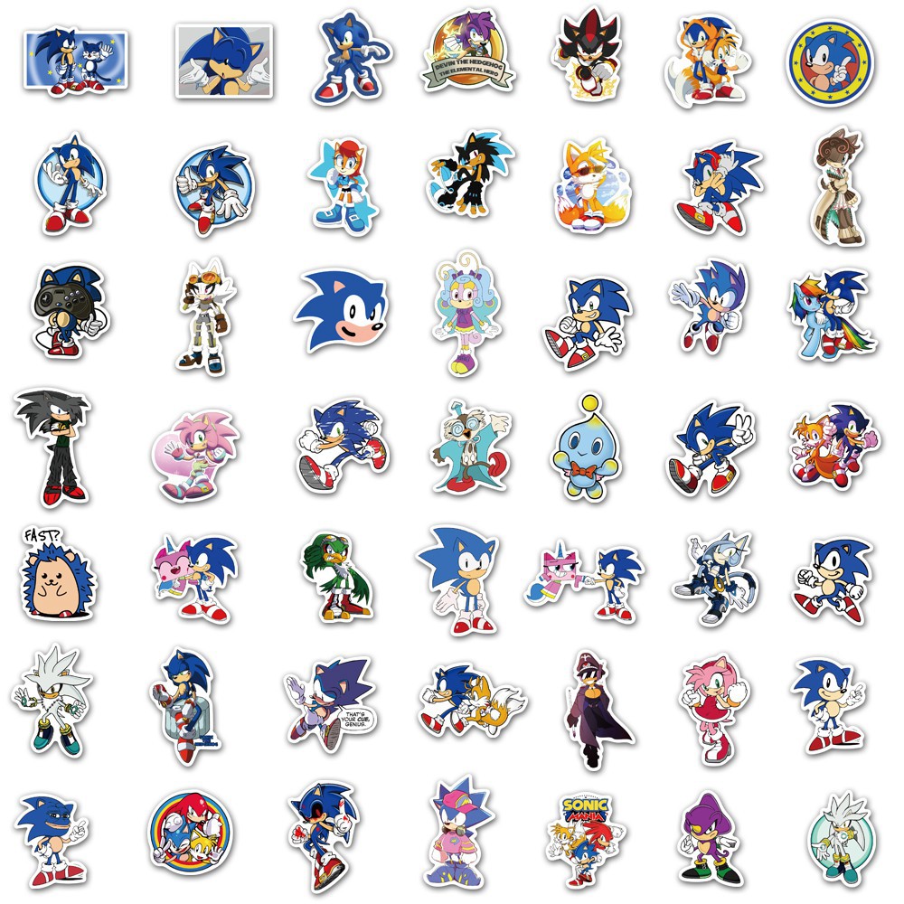 Set 100 miếng sticker dán trang trí chống thấm hình nhân vật trong Sonic the Hedgehog