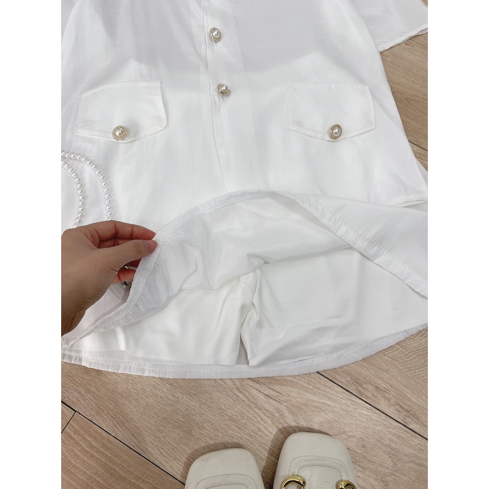 Set chân váy tiểu thư trắng tinh khôi cúc ngọc viền ren LT190
