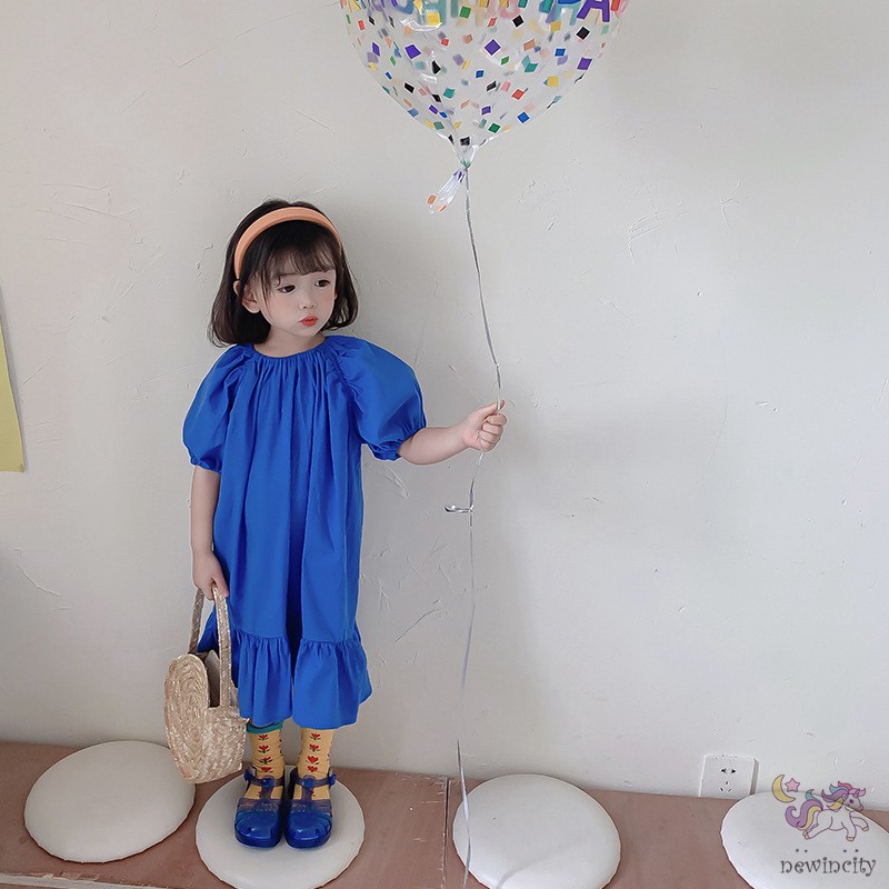 Đầm công chúa tay phồng phong cách mùa hè Hàn Quốc cho bé gái