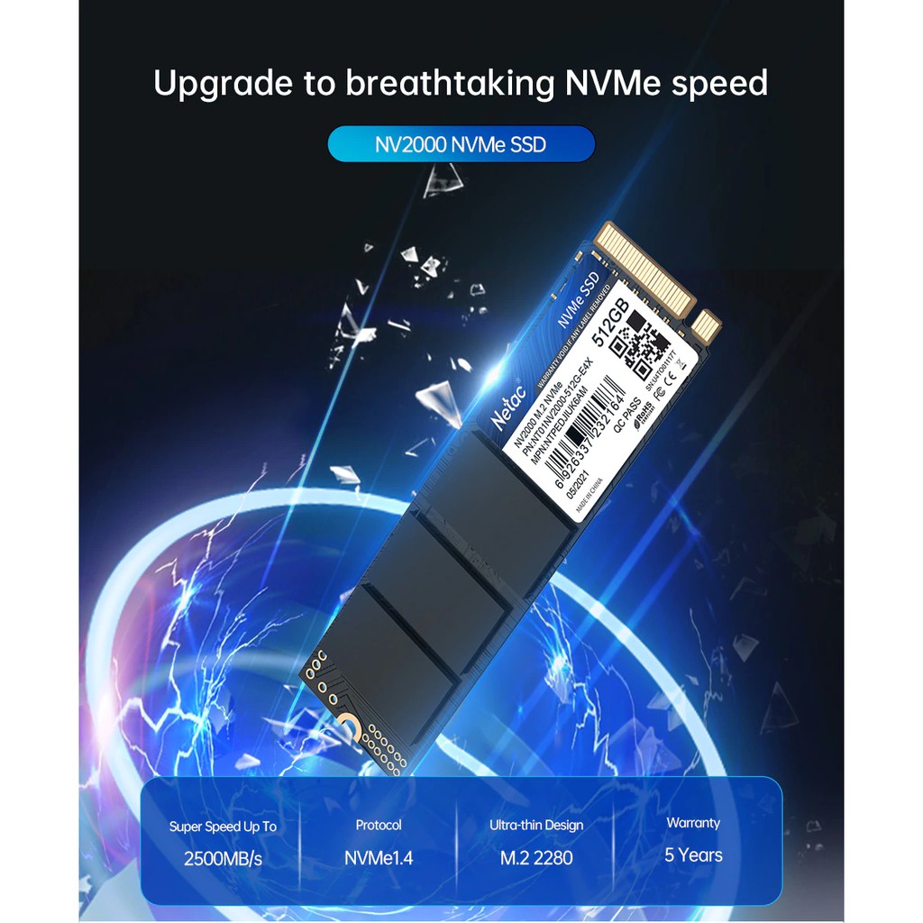 SSD Netac M.2 PCIe NVME NV2000 256Gb 512Gb 1Tb. Đọc Tuần Tự 2400Mb/s | BigBuy360 - bigbuy360.vn