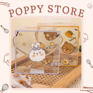 Hộp nhựa đựng bánh, hộp mica đựng kẹo trong suốt, hoạ tiết dễ thương - POPPY STORE