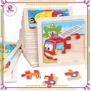 Tranh ghép gỗ 9 mảnh, đồ chơi xếp hình lắp ráp nhiều hình ngộ nghĩnh phát triển tư duy cho bé 3-7 tuổi