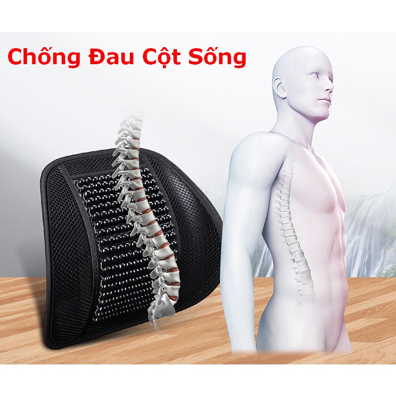 Lưới Tựa Lưng Ghế Ô Tô Có Bi Massage, Tựa Lưng Ghế Văn Phòng Giảm Đau Lưng