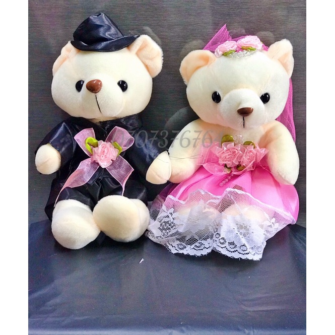 GẤU BÔNG CÔ DÂU,CHÚ RỂ 25cm Ngồi Cao Cấp