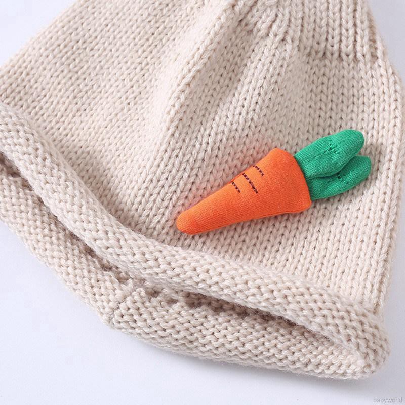 Nón đan len phối họa tiết trái cây thời trang mùa đông cho bé 0-3 tuổi