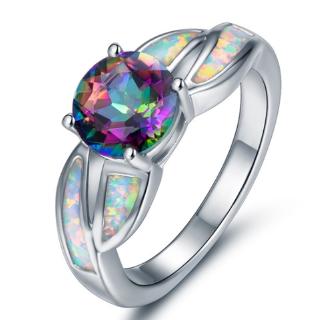 Nhẫn Mạ Vàng Đen 10KT Đính Đá Topaz Cầu Vồng