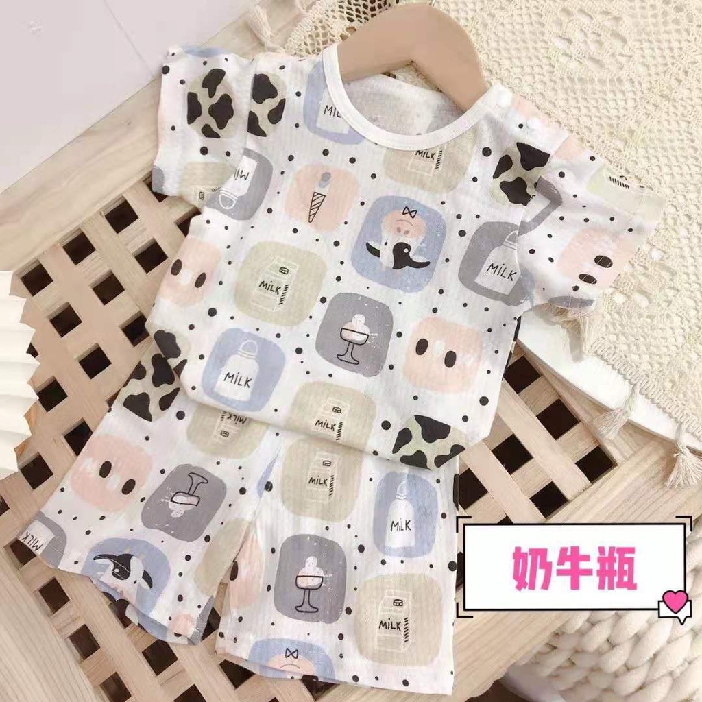 Đồ Bộ Cotton Thông Hơi Ngắn Tay Mùa Hè Cho Bé Trai Và Bé Gái size 73-120