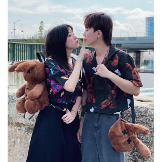 Áo sơ mi tay lỡ Hình Thỏ - Lụa chính phẩm,Form Unisex - A8