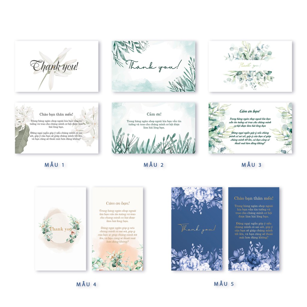 Xấp 10 card cám ơn, thiệp cảm ơn hoặc Thank you card dành riêng cho shop bán hàng dùng để tặng khách hàng