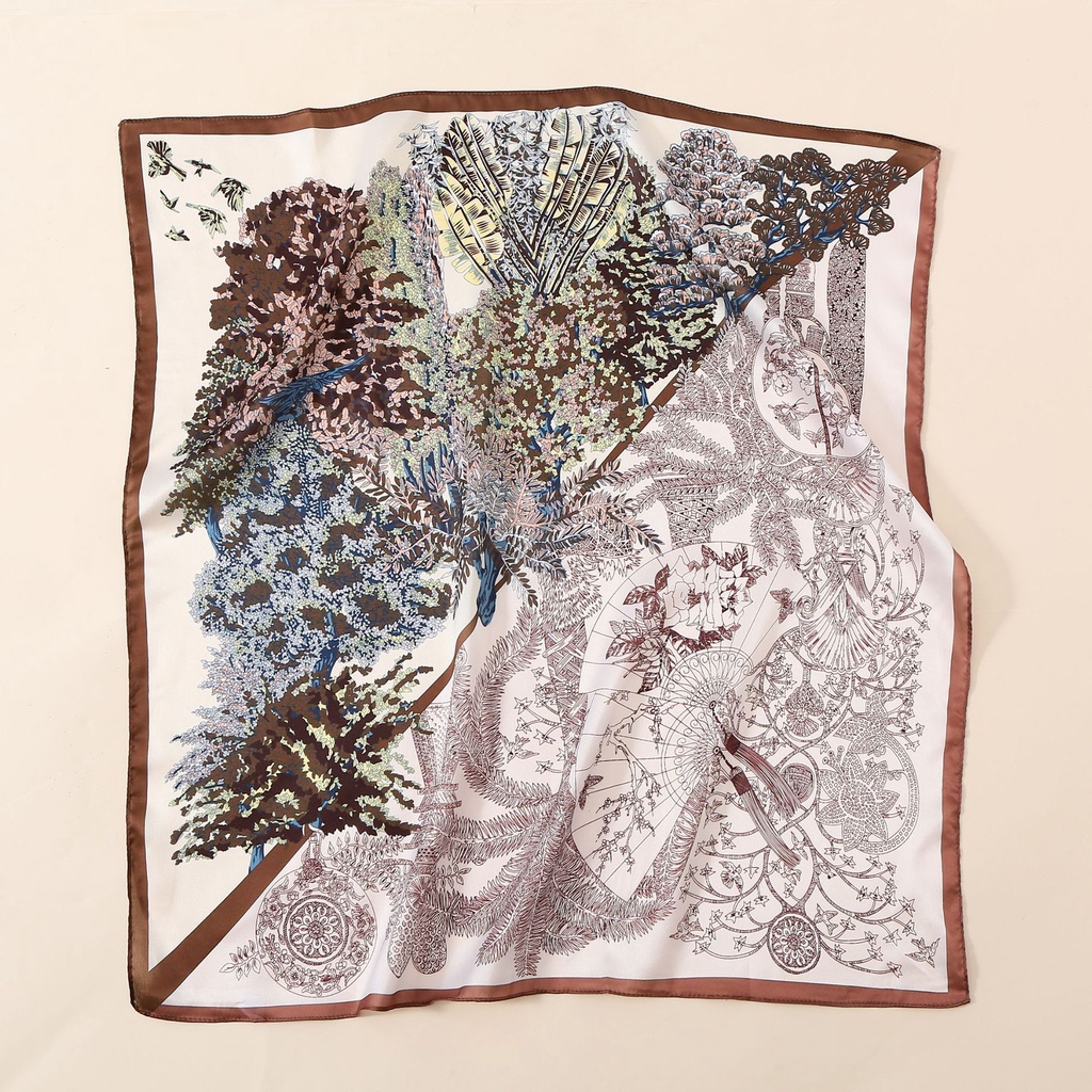 Khăn Choàng Lụa Satin Hình Vuông Nhỏ In Họa Tiết Dân Tộc Cổ Điển Kiểu Mới Dành Cho Bạn Nữ [24H Shipping]