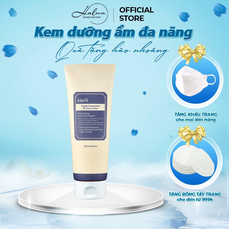 Kem dưỡng ẩm đa năng cho da mặt & cơ thể Klairs Supple Preparation All Over Lotion 250ml