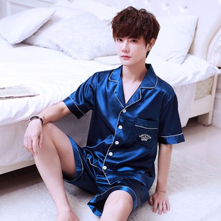 Bộ Đồ Ngủ Ngắn Tay Bằng Lụa Thời Trang Mùa Hè Dành Cho Nam Size M- Xl