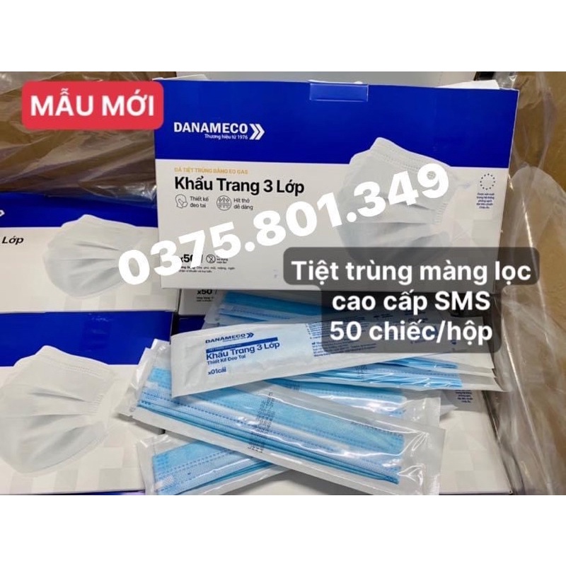 10 chiếc Khẩu trang Danameco Đà Nẵng tiệt trùng 1 chiếc/gói