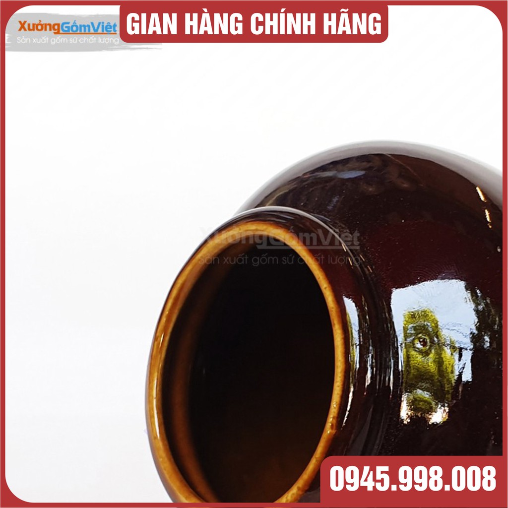 Lu uống bia kiểu mới - sáng tạo mới của gốm Bát Tràng-hàng vuốt tay dung tích 400ml - MÀU NÂU SOCOLA - XƯỞNG GỐM VIỆT