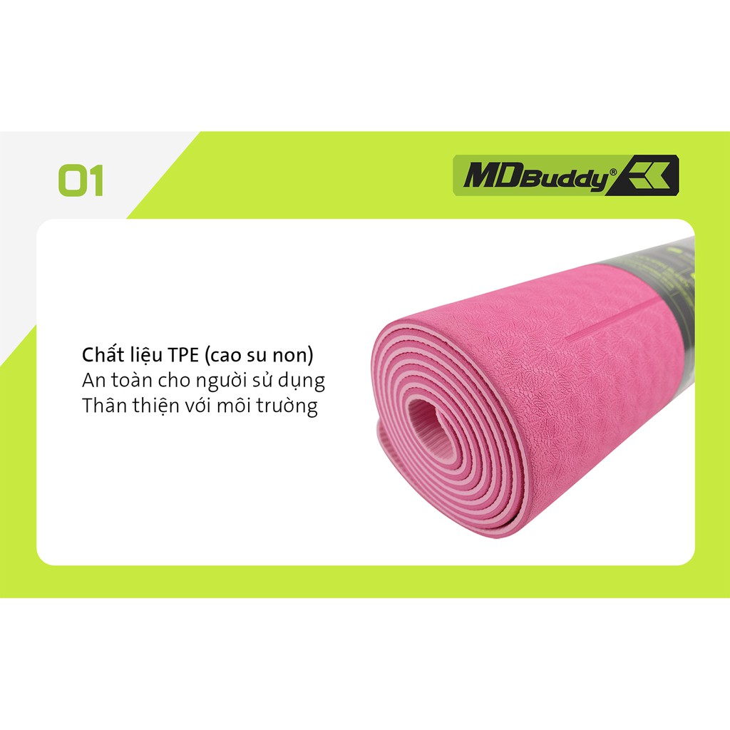 Thảm Yoga chất liệu TPE cao cấp MDBuddy MD9038 _LEMA SPORT