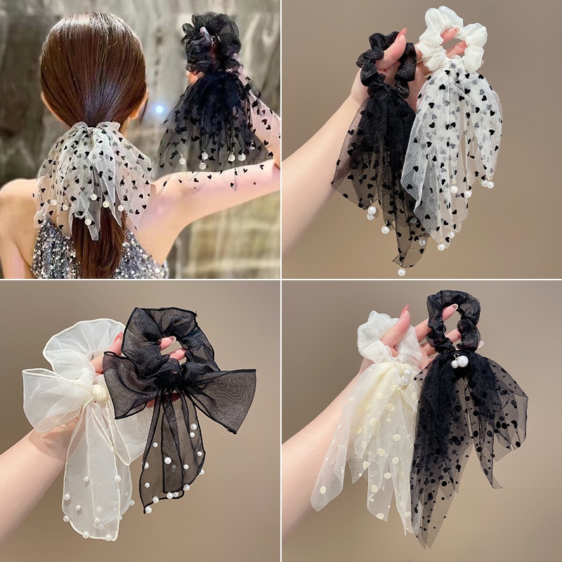 Dây Cột Tóc Lưới Họa Tiết Chấm Bi Cỡ Lớn Thời Trang Mùa Hè Xinh Xắn Cho Nữ