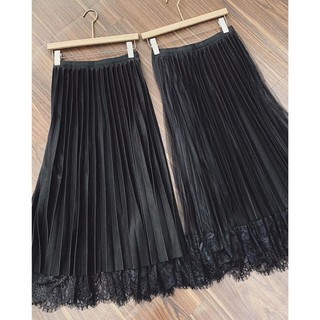 Chân váy ren xếp li đen freesize 40-60kg