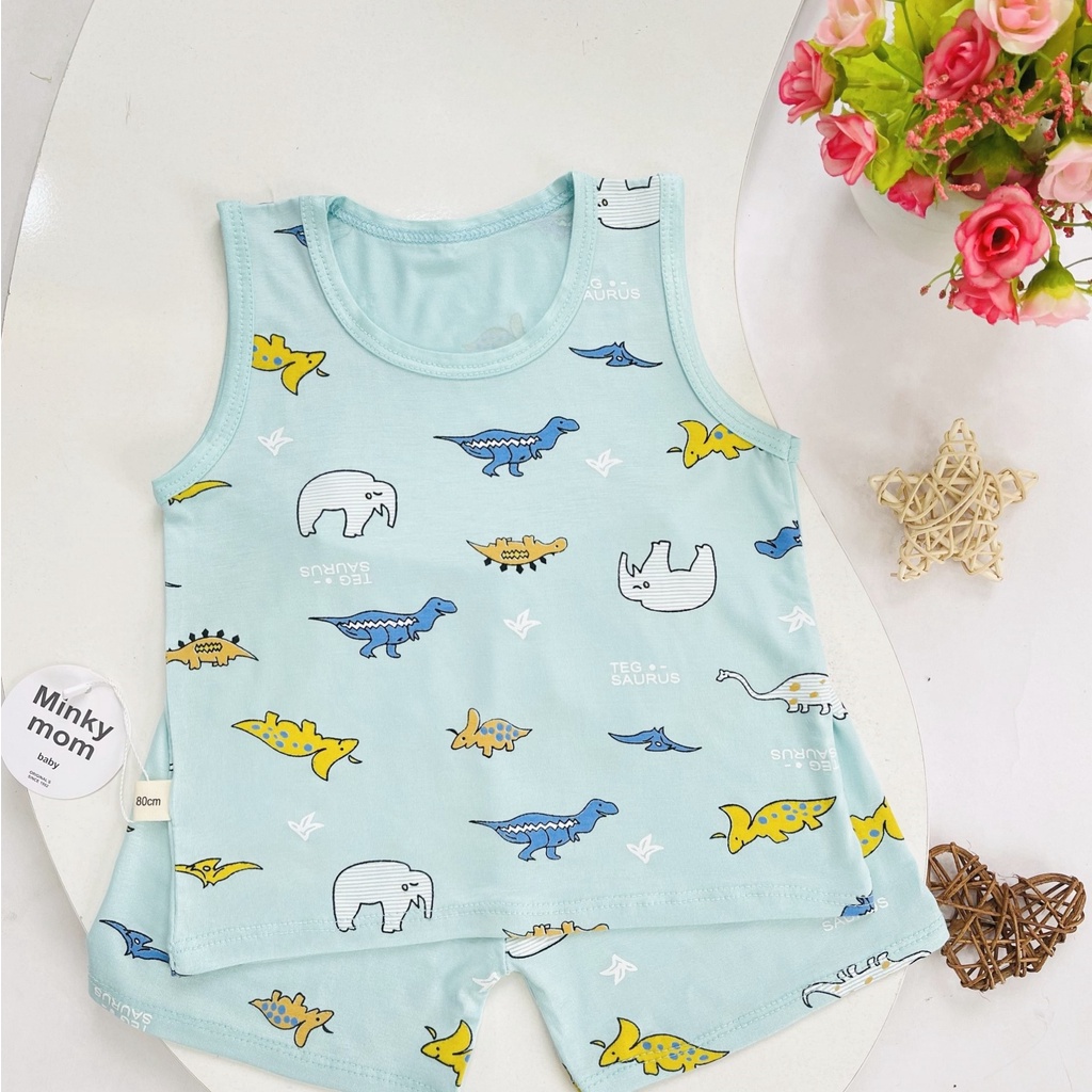 Bộ ba lỗ sát nách thun lạnh MINKY MOM cho bé trai &amp; gái chuẩn loại một