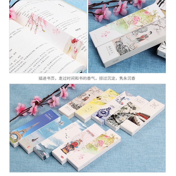 Hộp 30 thẻ đánh dấu trang phong cách Trung Hoa độc đáo