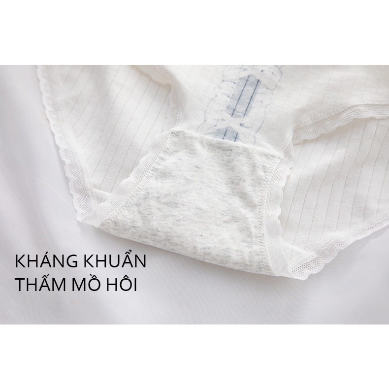 Quần lót nữ cute cotton gân tăm combo 5 mẫu dễ thương 303