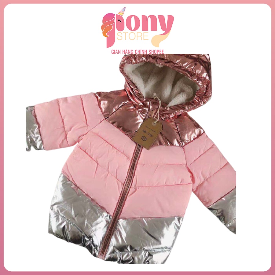 Áo phao bé gái C&A baby club hồng bạc dư xịn size 1y-12y, áo phao đẹp cho bé mũ lót lông ấm