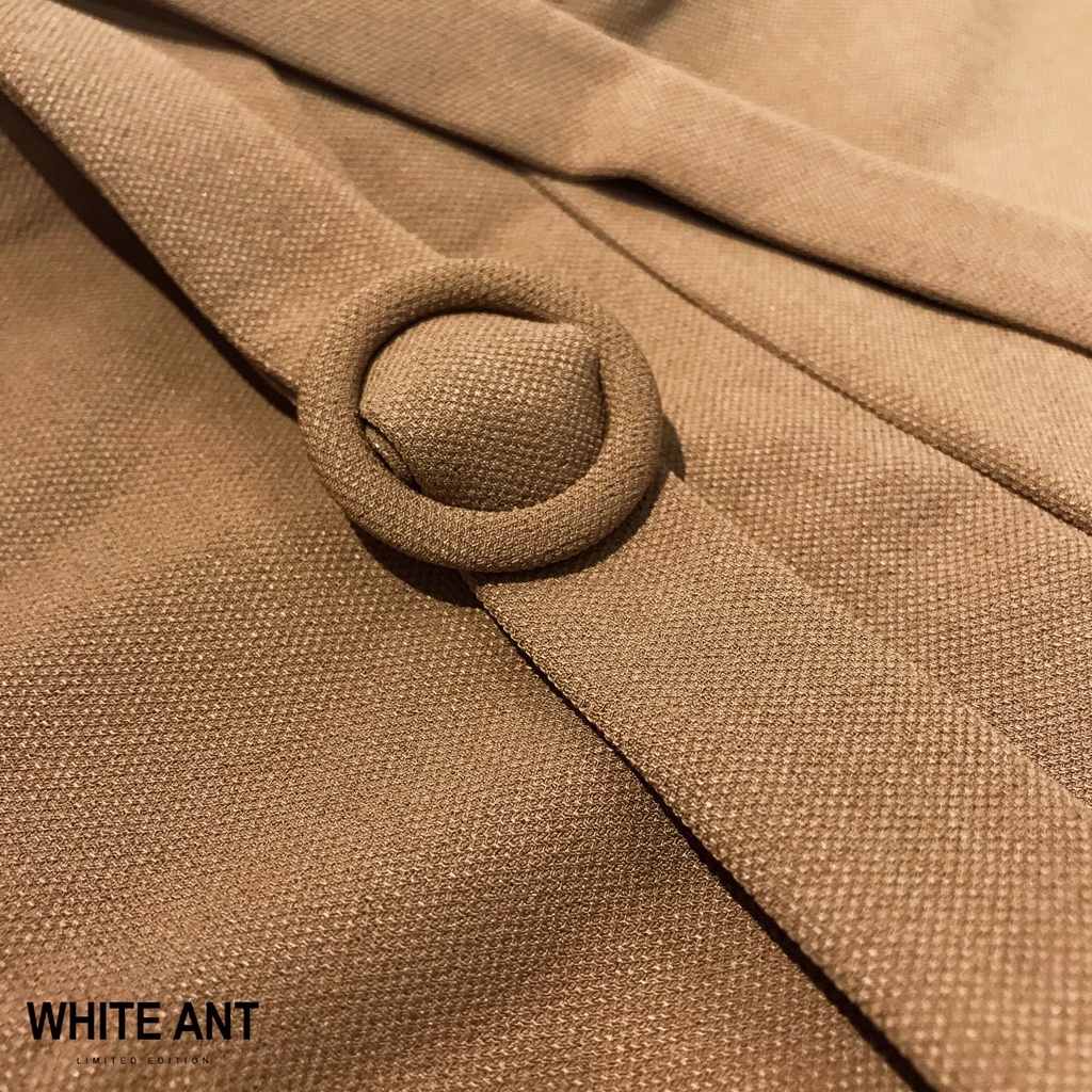 Áo peplum tay bồng nữ đai eo bọc da đi kèm White Ant