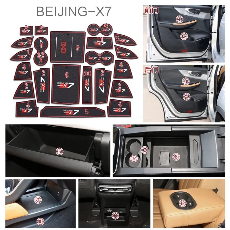 Thảm lót hộc cửa ô tô 🔸 HÀNG LOẠI 1 🔸 lót hộc cửa chuyên dùng cho xe Beijing X7 chống nước, chống bụi