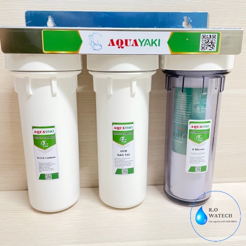 Bộ 3 10 inch đầy đủ pas, lõi, tay vặn, tem, vỏ thùng , bộ lọc nước 3 cấp lọc nước đầu nguồn
