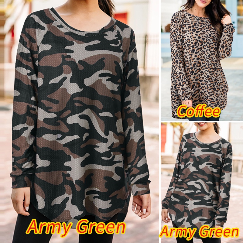 Áo thun ZANZEA tay dài in họa tiết da báo phong cách vintage thời trang cho nữ