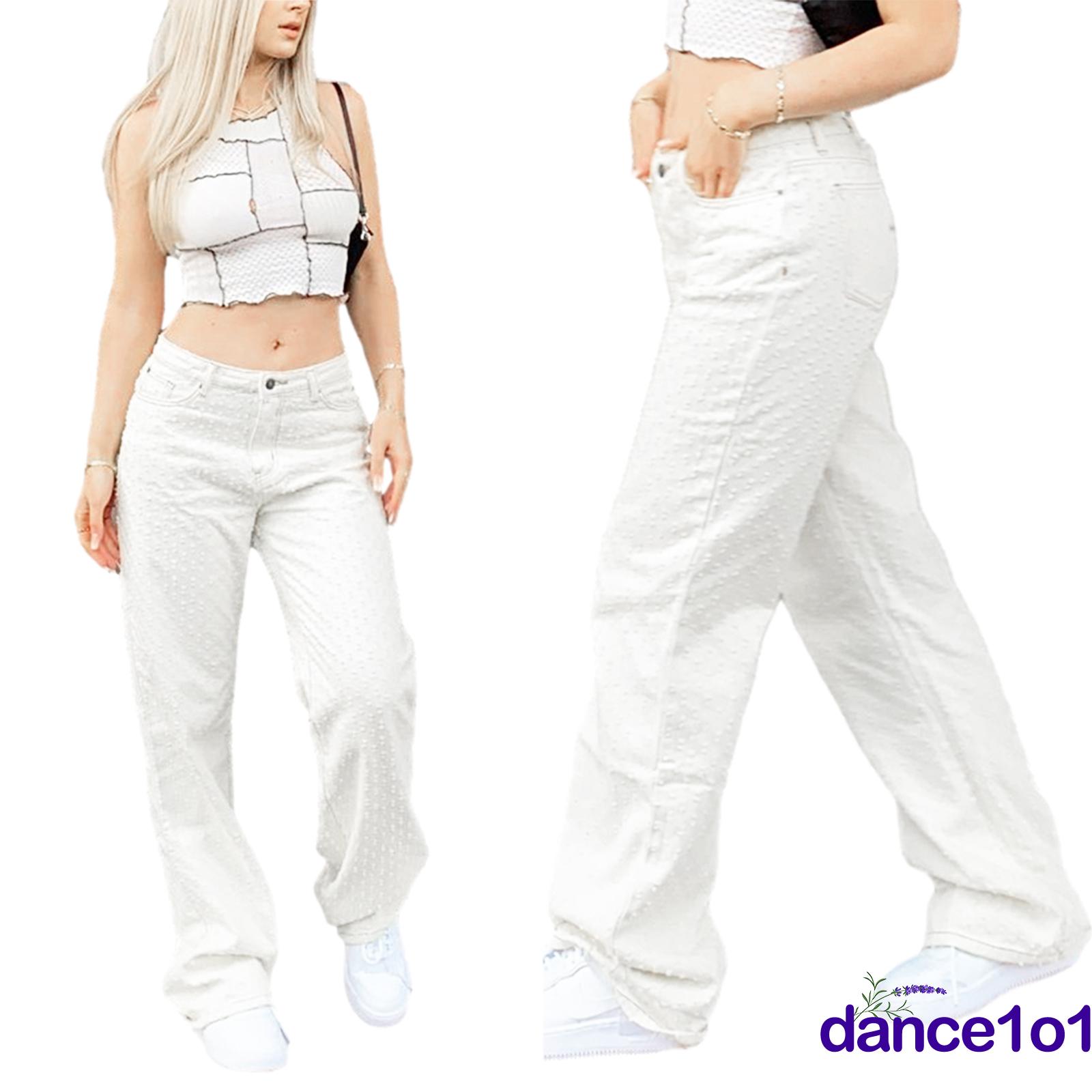 Quần Dài Lưng Cao Ống Rộng Phối Rách Cá Tính Cho Nữ | BigBuy360 - bigbuy360.vn