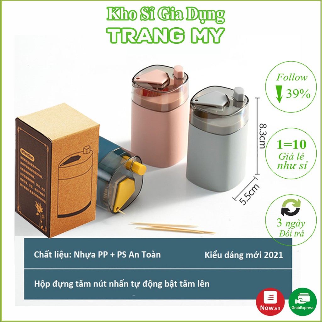 Hủ đựng tăm xỉa răng - hộp tăm có nút bấm tự động thông minh tiện dụng