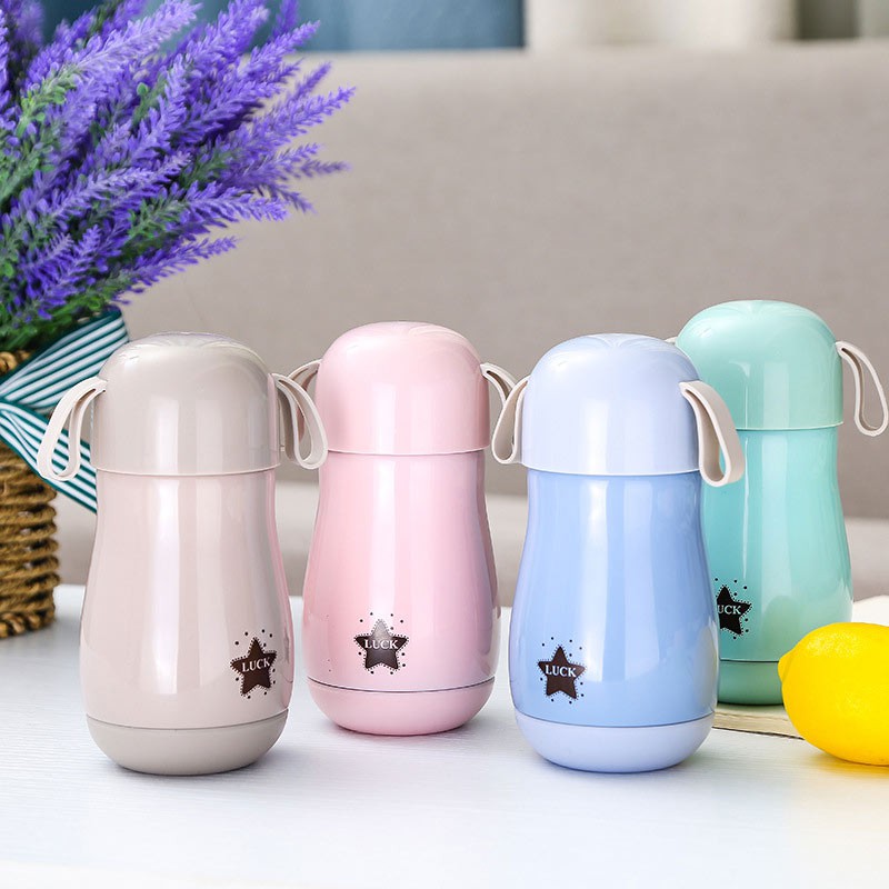 HOTBình giữ nhiệt INOX 304 họa tiết NGÔI SAO MAY MẮN siêu CUTE - An toàn cho bé 200ML