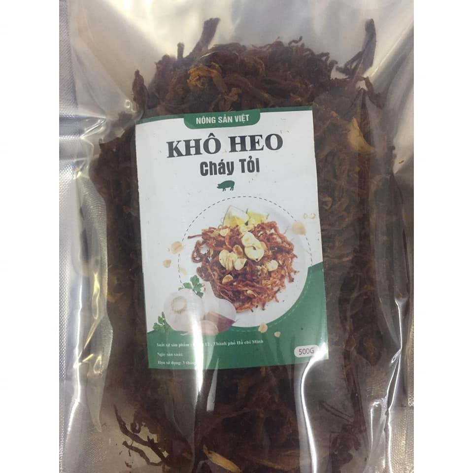 Heo khô cháy tỏi gói 500g.