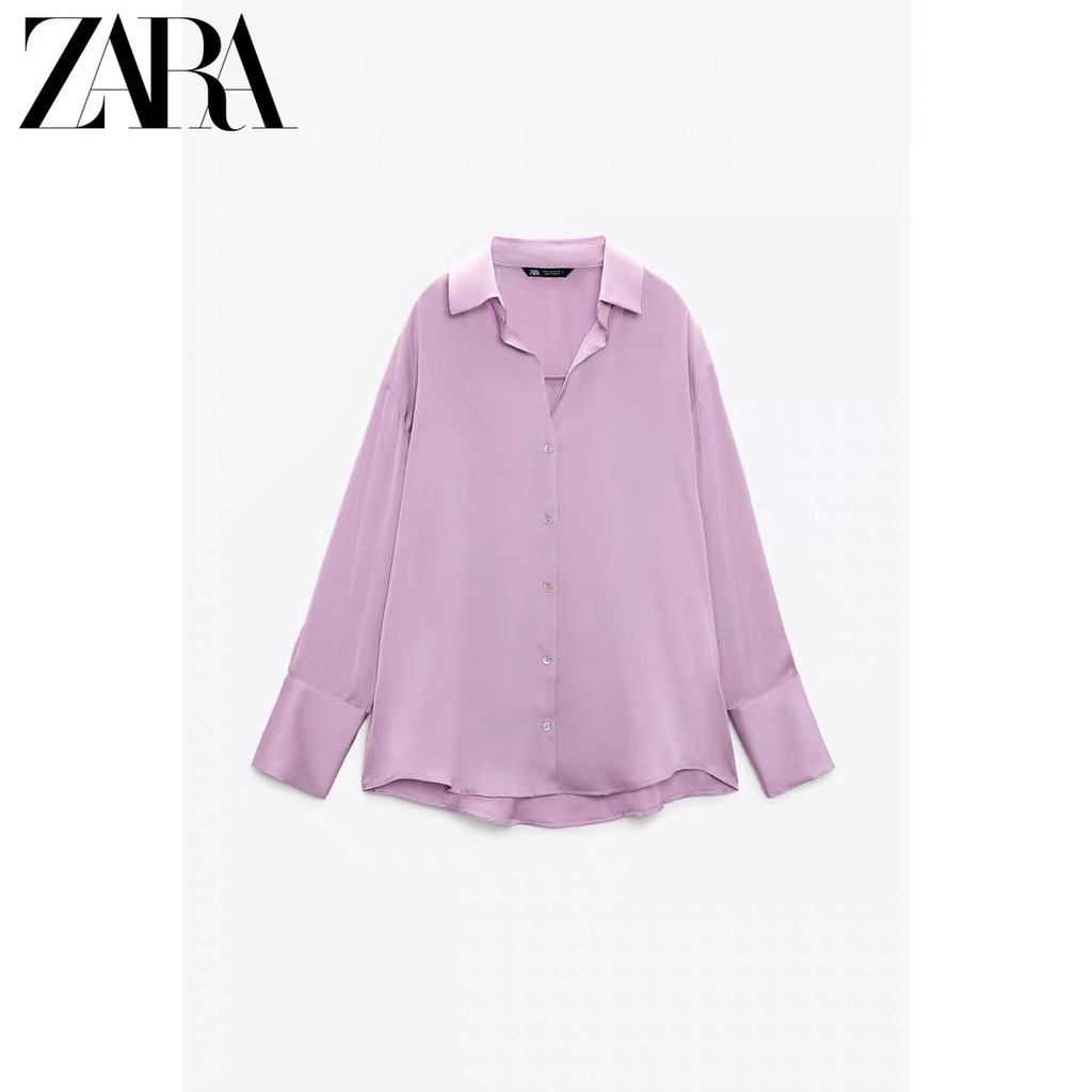 ZARA Áo Sơ Mi Vải Satin Kiểu Mới Thời Trang Mùa Thu Cho Nữ 8741256 656