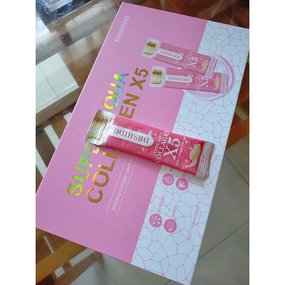 CHÍNH HÃNG] 01 Hộp Nước uống Collagen Yến sào Nhật bản - COLLAGEN X5 SUPER AQUA DR SHIDO (14 gói / hộp) | Thế Giới Skin Care