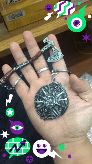 Bộ sản phẩm: Cây rìu Leviathan Axe và Tấm khiên - Móc lưu niệm God of War game PS4