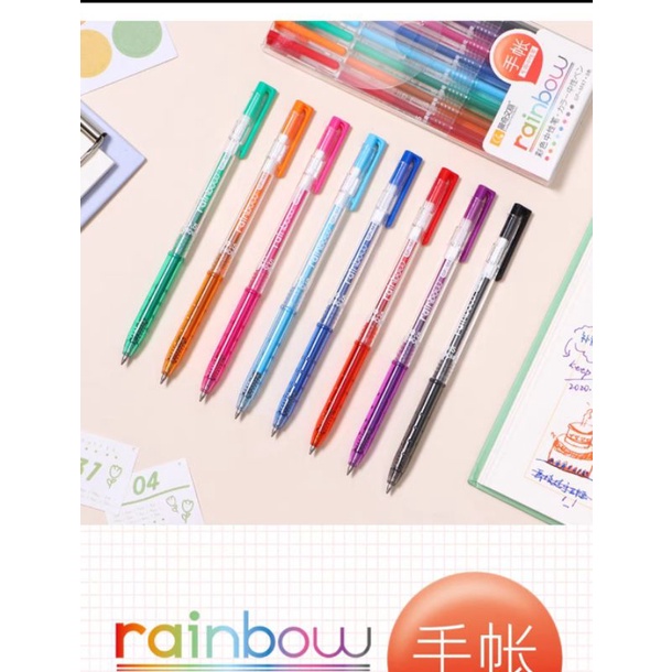 Hộp 8 cây bút Rainbow hãng Chenqui (Bi gel)