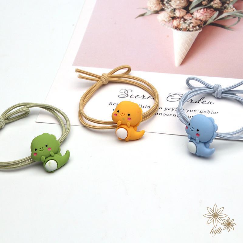 Dây Buộc Tóc Cao Su Thắt Nút Họa Tiết Khủng Long Hoạt Hình Đáng Yêu