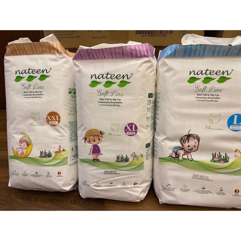 [TẶNG KHĂN ƯỚT 80 TỜ-   BỈM HỮU CƠ CHÂU ÂU] TÃ/BỈM DÁN/QUẦN NATEEN BỈ S56/M48/L44 Và L54/XL48