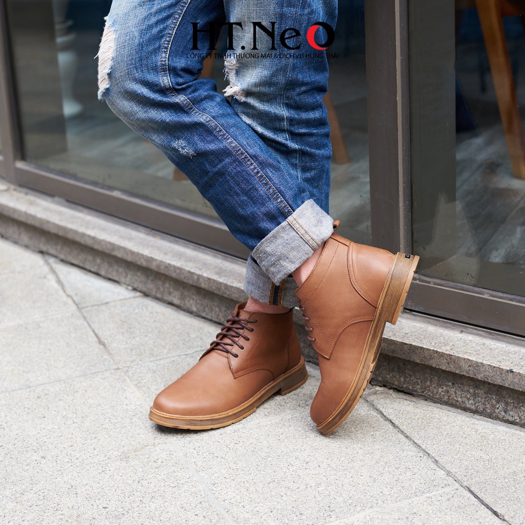 Giày boot nam HT.NEO Da bò thật 100%, đế đúc cao su nguyên khối chống trơn trượt, phong cách mạnh mẽ bụi bặm DN32-VB | BigBuy360 - bigbuy360.vn