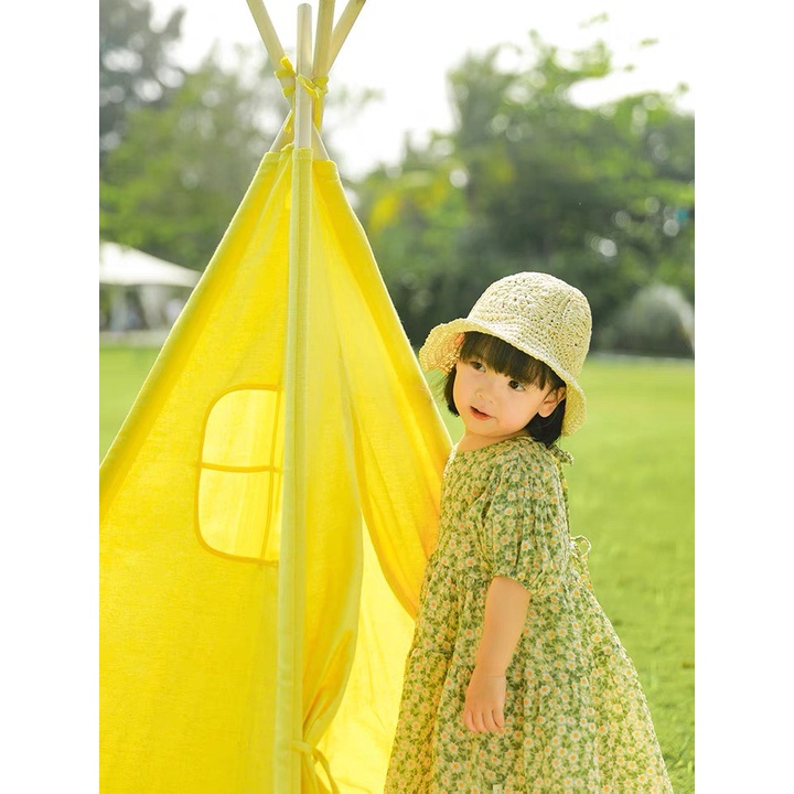 Váy bé gái maxi họa tiết hoa cúc xanh đầm bé cực xinh Mini Kids G04