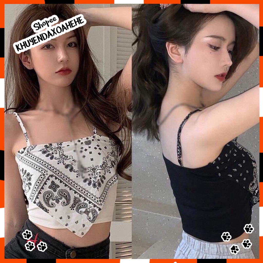 (có ảnh thật) A004 Áo yếm 2 dây họa tiết thổ cẩm Bohemian Boho, Áo croptop khăn cute Ulzzang quyến rũ sexy dáng ôm body
