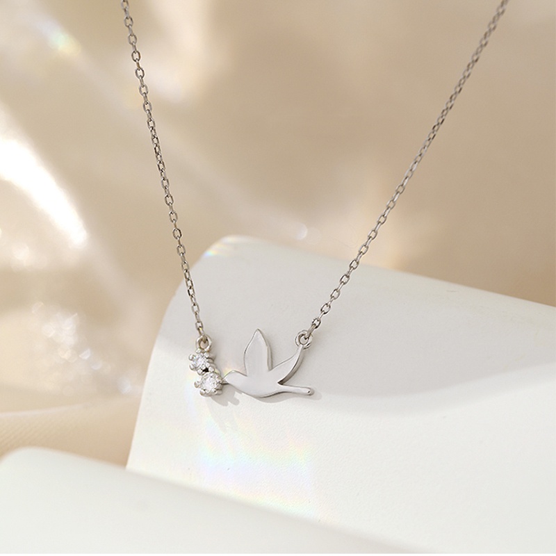 Vòng Cổ Fashion Peace Dove Pendant Necklace Korea Bird Silver Chain Necklaces for Women Jewelry Gift