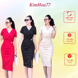 Váy body xếp ly đầm nữ dự tiệc freesize chất umi kimhoa77