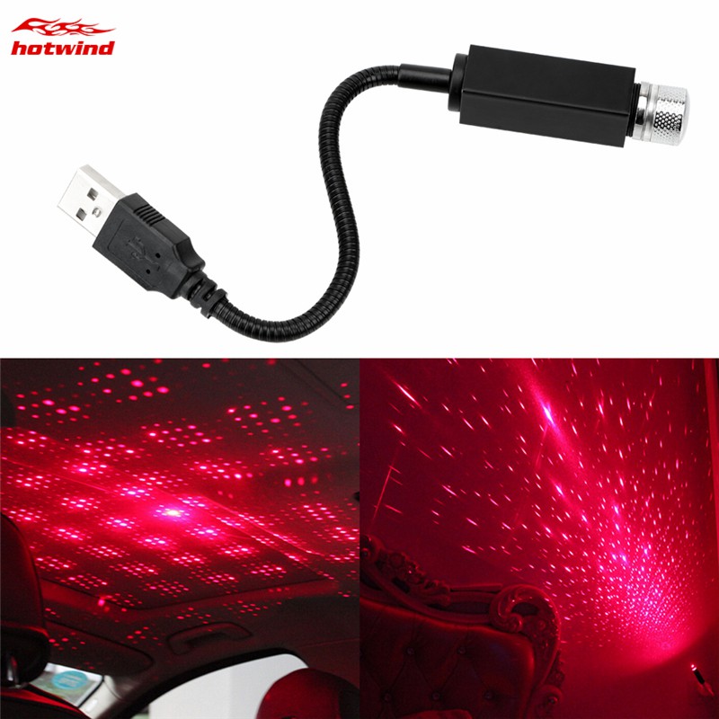 HW USB Car Atmosphere Sky Lamp Car Roof Interior Star Light Durable LED Projected Starry Light