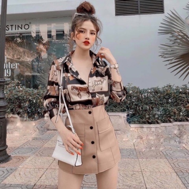 Áo Sơ Mi Lụa Hình Ngựa Siêu Hot