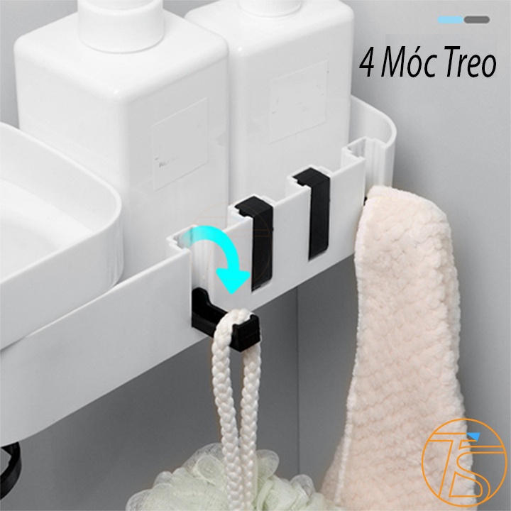 Kệ góc tường xoay 180 độ 2 tầng lắp đặt nhà tắm, nhà bếp - Loại dán tường