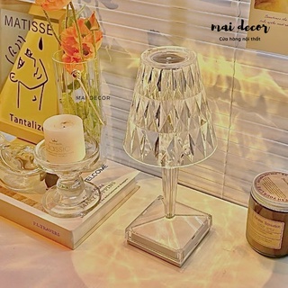 Đèn ngủ pha lê KARTELL ba chế độ màu phong cách Châu Âu sang trọng, led decor, trang trí không dây thông minh