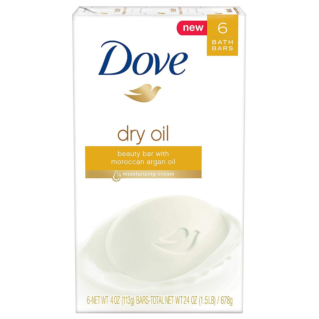 Bộ 6 cục xà bông Dove Beauty Bar Dry Oil 113gx6 (Mỹ)